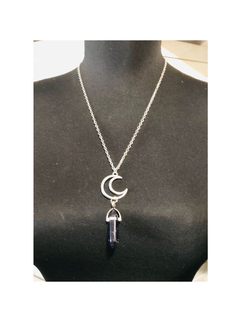 Crystal Moon Stone Chakra Pendant Necklace Silver Jewelry